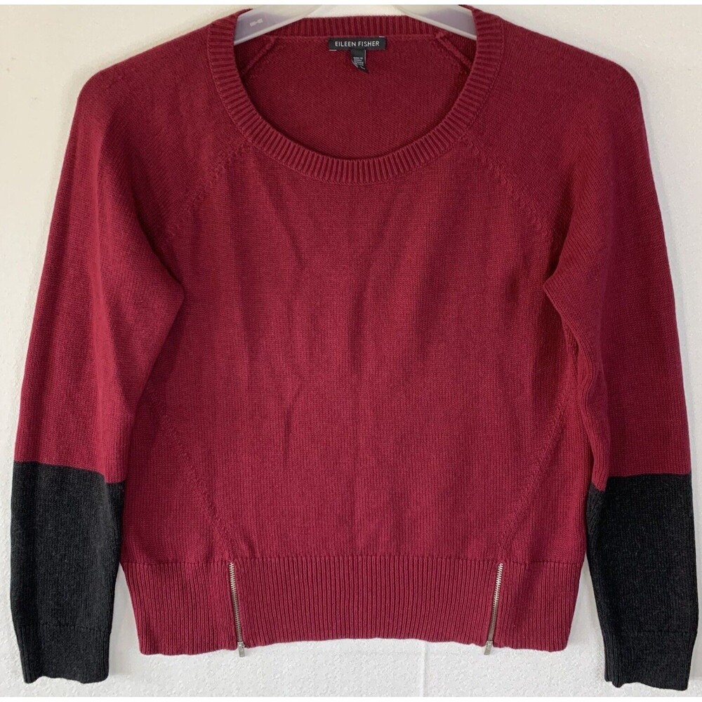 Eileen Fisher Sweater Women Small Organic Cotton Cashmere Cozy Preppy Zippers